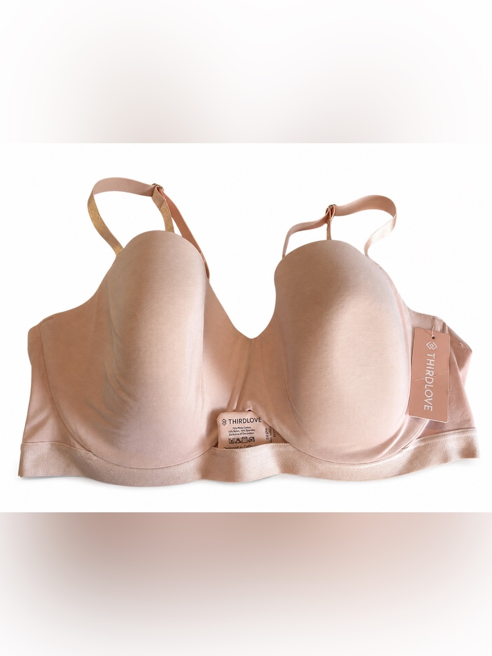 ThirdLove 24/7 Classic T-Shirt Bra Nude Beige 40C NWT Wireless Comfort